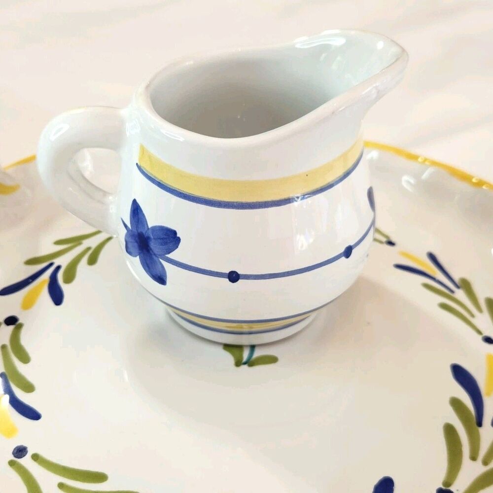 Italian Hand Painted Floral Pottery Tureen with Lid & Matching Serving Platter - Picture 8 of 16